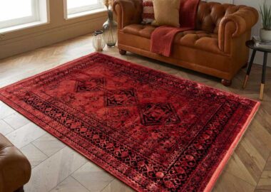 red modern rug in decoration min
