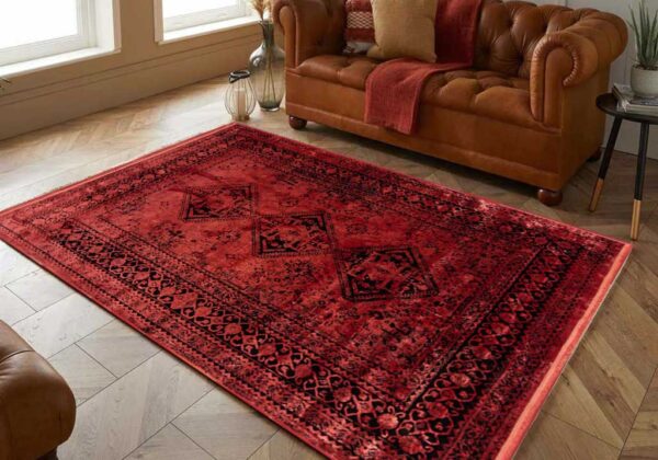 red modern rug in decoration min