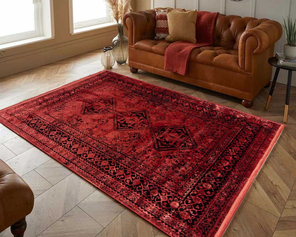 red modern rug in decoration min